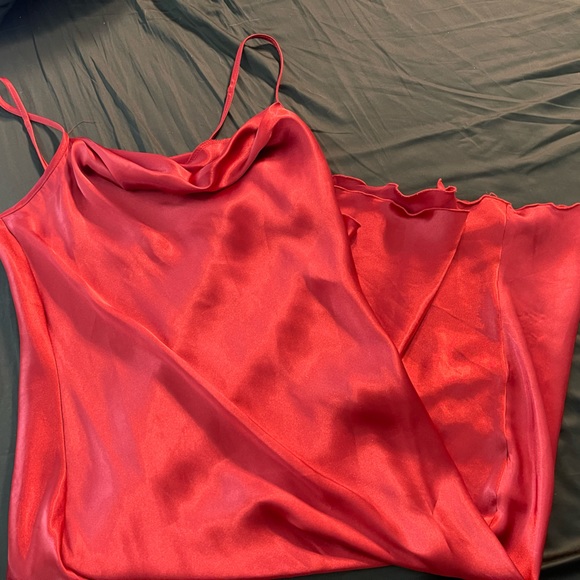 SATIN COWL NECK SLIP MIDI DRESS 🍊 - Picture 3 of 4